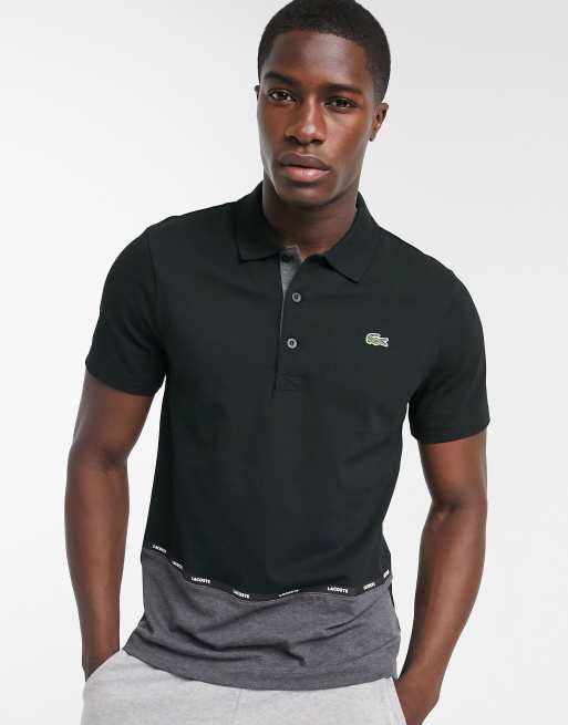 Lacoste taped panel with brand taping in black | ASOS