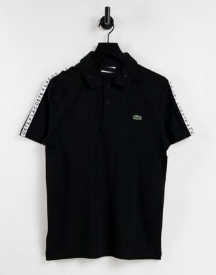 Lacoste taped sleeve polo in black  - ASOS Price Checker