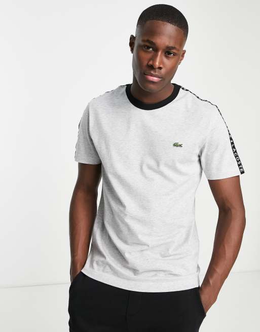 Lacoste taped sleeve t shirt in grey