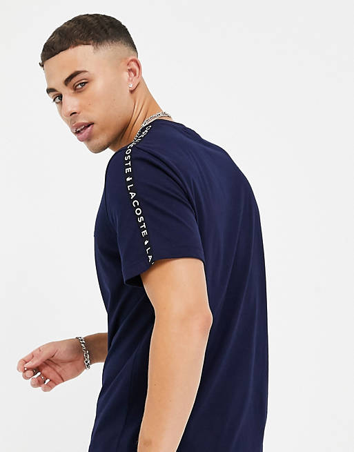  Lacoste taped sleeve t-shirt in navy 