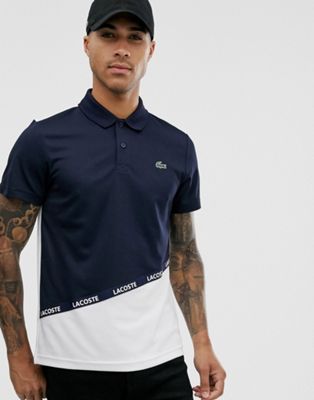 Lacoste taping logo cut and sew polo in 