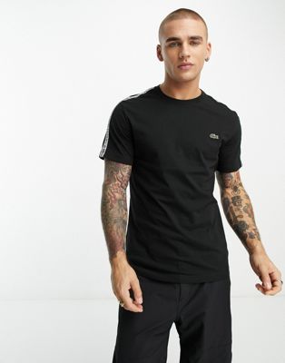 Lacoste tapped logo t-shirt in black - ASOS Price Checker