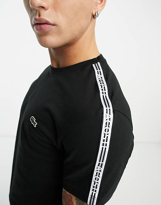 Lacoste tapped logo t-shirt in black | ASOS