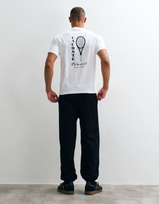 Lacoste tennis back graphic short sleeve t-shirt in white, 2 of 5