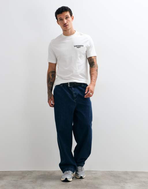 Lacoste tennis ball back graphic short sleeve t-shirt in cream, 2 of 5