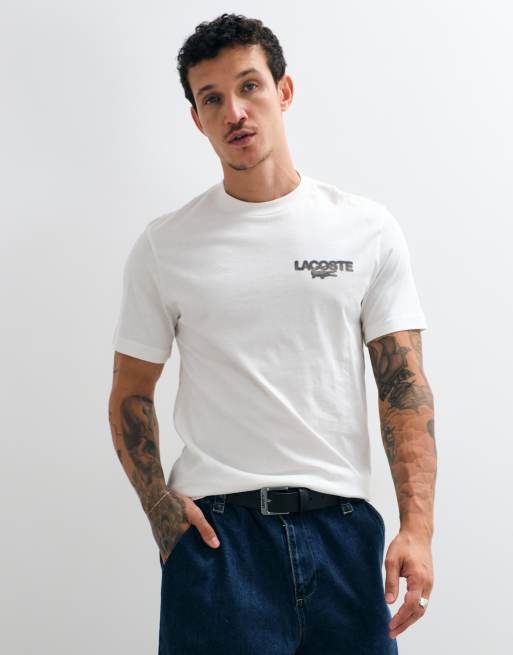 Lacoste tennis ball back graphic short sleeve t-shirt in cream, 5 of 5