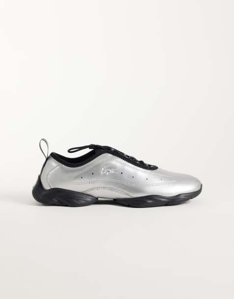 Lacoste Tennis ballerina trainers in silver metallic - view 1