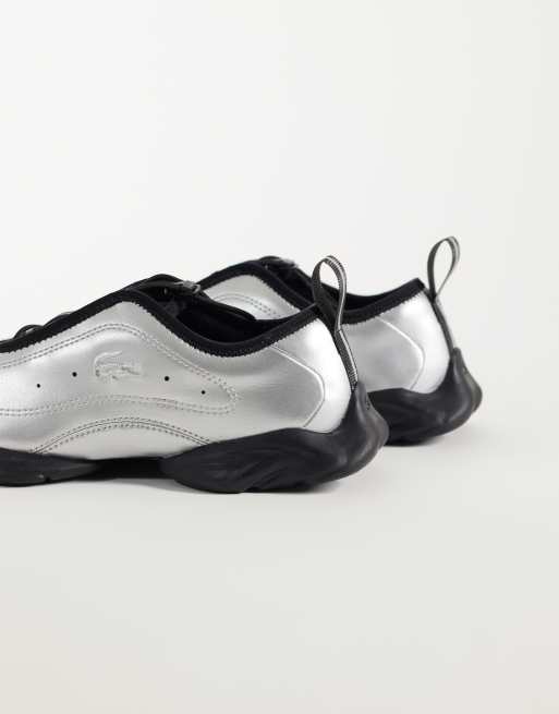 Lacoste Tennis ballerina trainers in silver metallic , 5 of 5