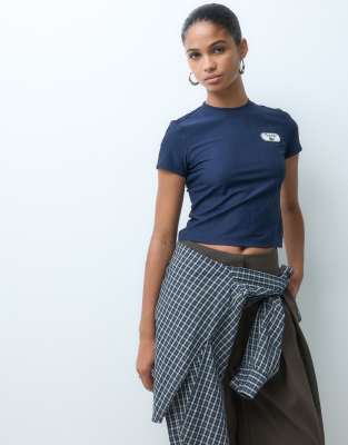Lacoste Tennis Heritage Badge Accent Rib T-shirt In Navy