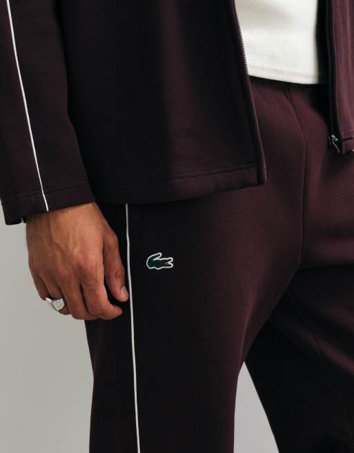 Lacoste tennis heritage piped sweatpants in burgundy, 2 of 5