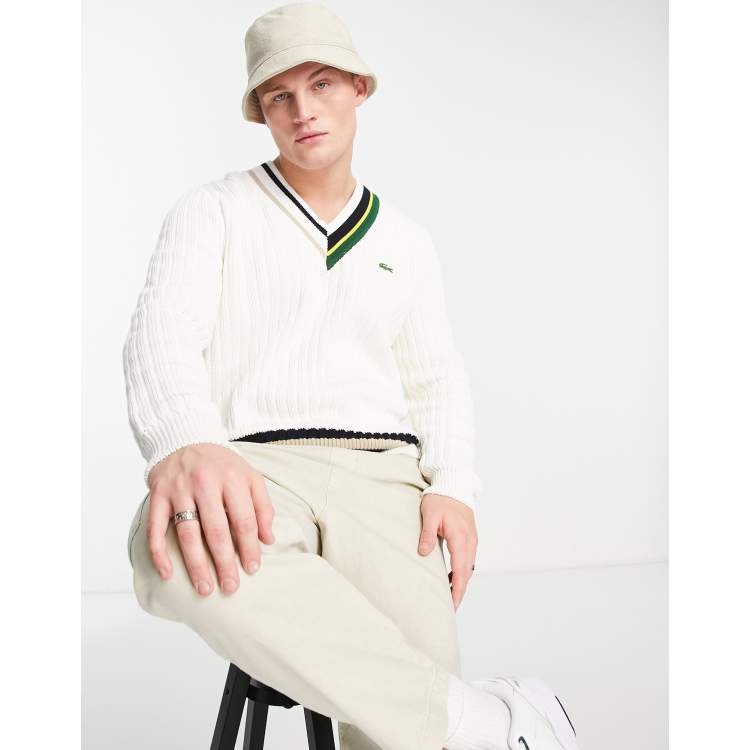 Mens white hot sale lacoste jumper