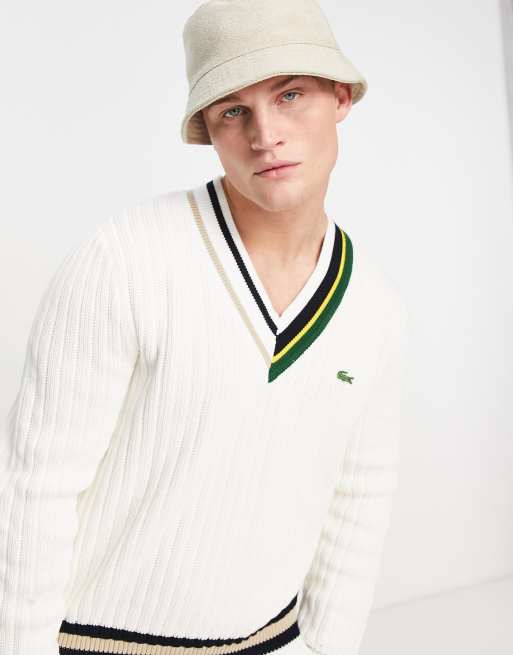 Lacoste tennis jumper in white ASOS