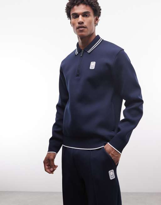 Lacoste Tennis Performance 1/4 zip logo sweatshirt in navy, 3 of 5