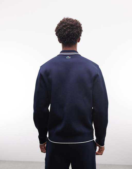 Lacoste Tennis Performance 1/4 zip logo sweatshirt in navy, 4 of 5
