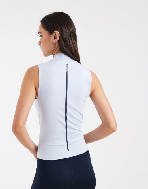 Lacoste – Tennis Performance – Polo-Oberteil in Hellblau mit kurzem Reißverschluss und Logo, 3 von 4