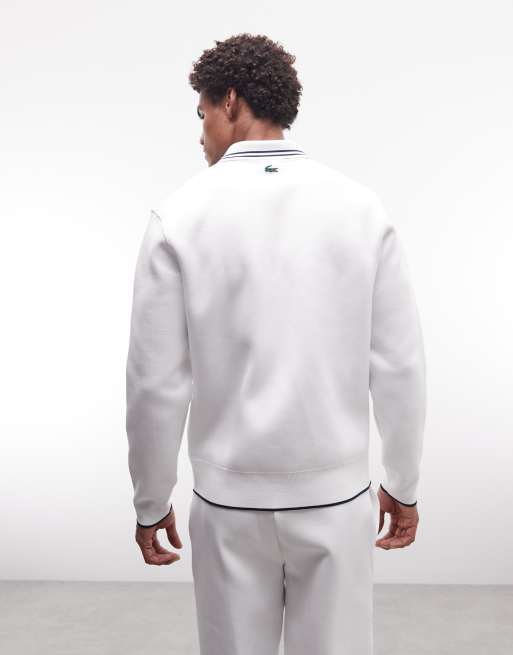 Lacoste – Tennis Performance – Sweatshirt in Weiß mit Logo und kurzem Reißverschluss, 4 von 5