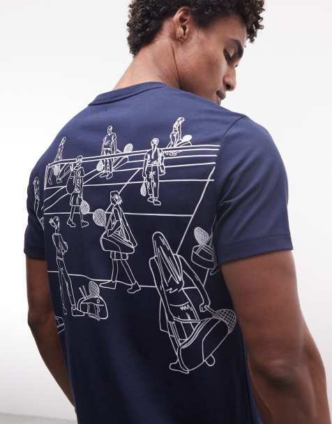 Lacoste – Tennis Performance Technical – Marinblå jersey med grafisk logga och tryck baktill - view 1
