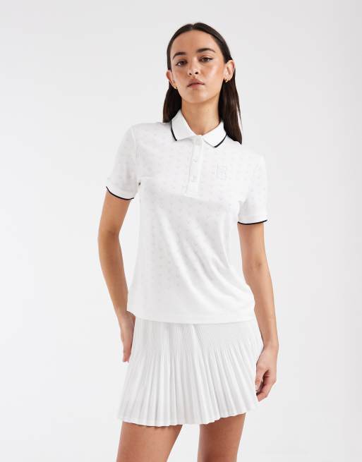 Lacoste Tennis Performance technical short sleeve slim logo polo shirt in white, 4 of 4