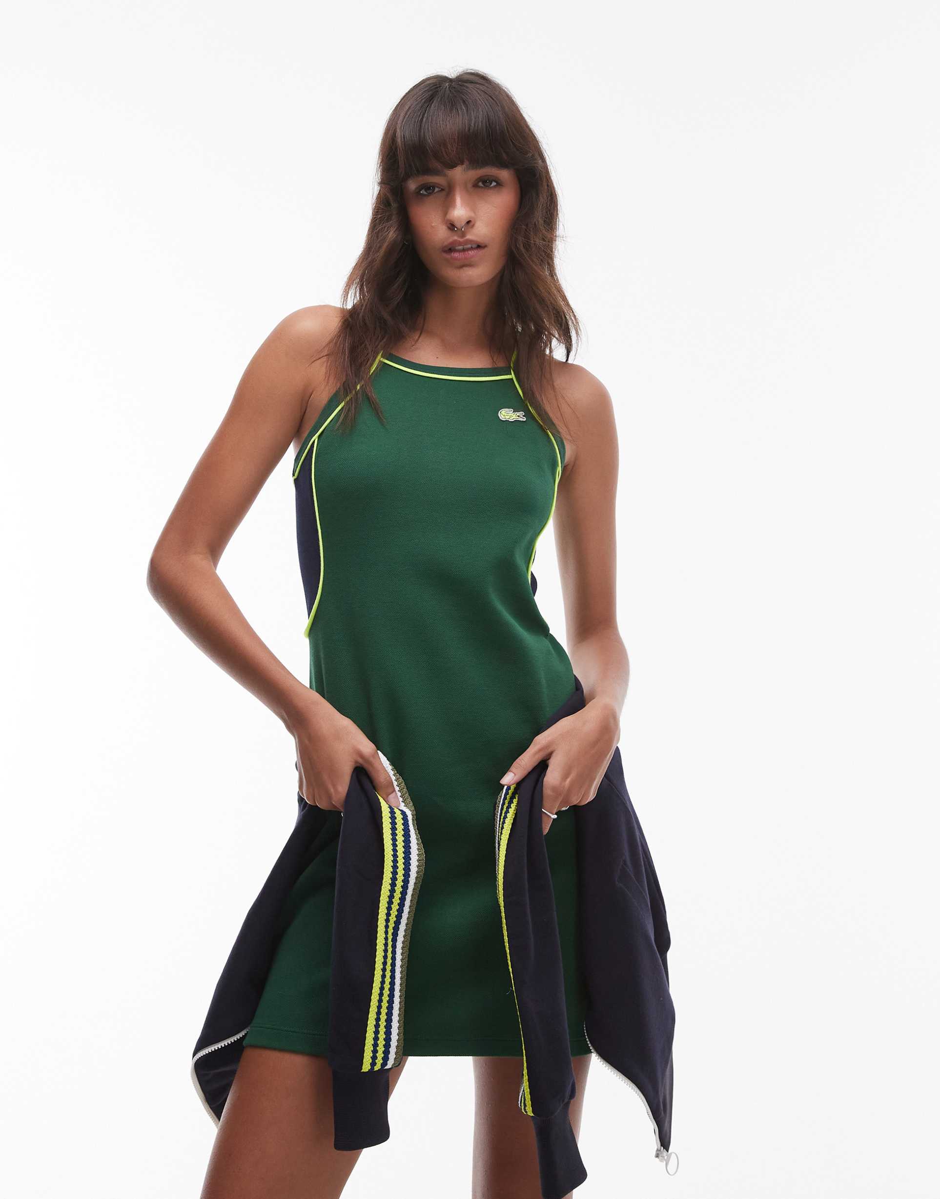 lacoste tennis style cami dress in dark green