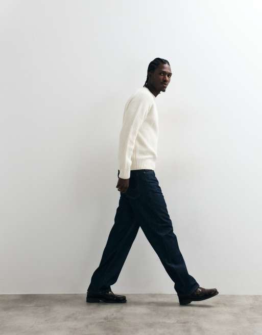 Lacoste thick rib knit jumper in white, 3 of 5