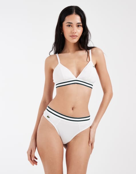 Lacoste thong with stripe waistband in white - view 1