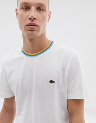 Lacoste tipped ringer t-shirt in white 