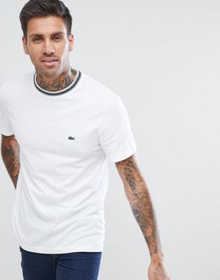 Lacoste Tipped Ringer T-Shirt In White 