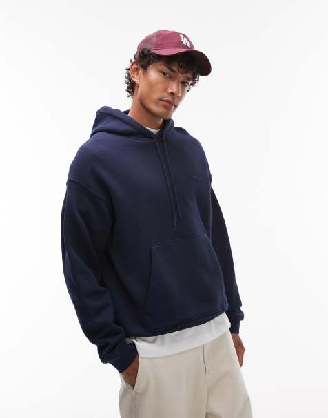 Lacoste tonal logo hoodie in navy - view 1
