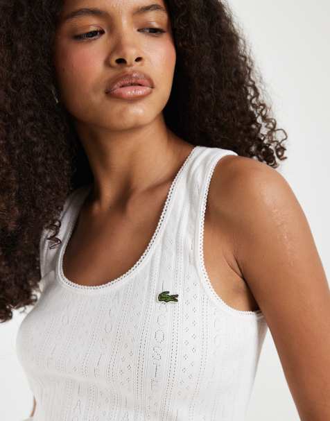 Lacoste - Top senza maniche bianco traforato - view 1