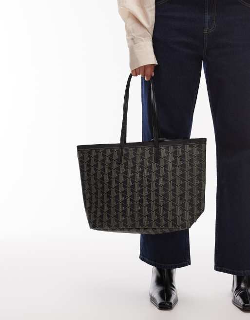 Lacoste – Torba typu tote na ramię z czarno-brązowym wzorem, 2 z 4