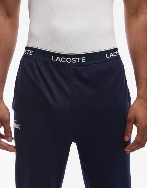 Lacoste trackie pyjama bottoms in navy, 3 of 4