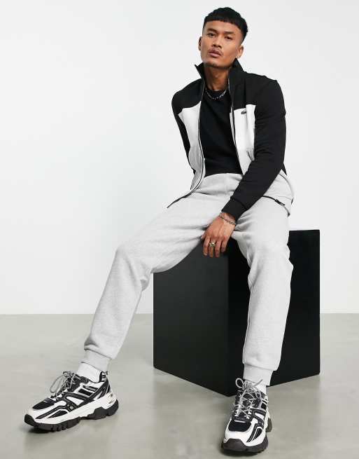 Mens black hot sale lacoste tracksuit