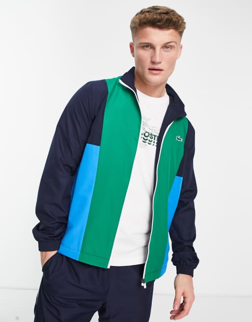 Green and white online lacoste tracksuit