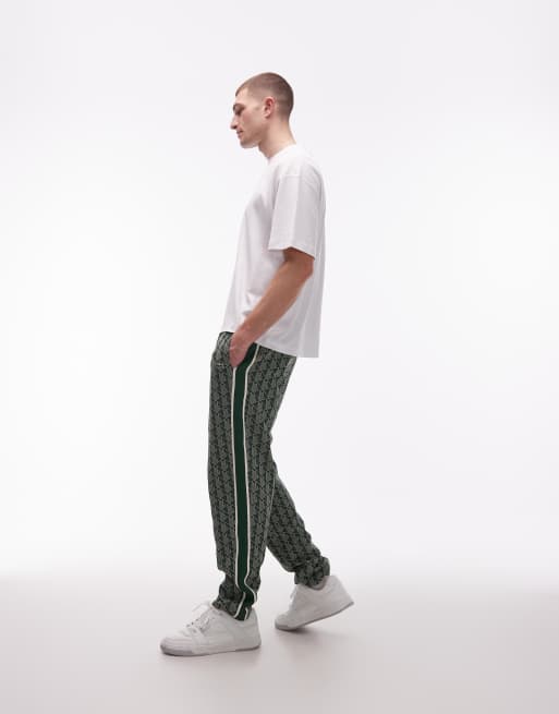 Lacoste - Trainingsbroek met rechte pijpen en monogramprint in groen, 3 van 5