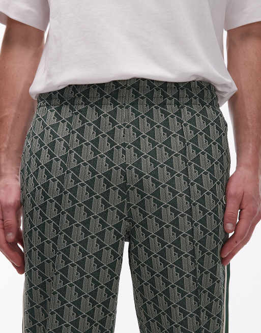 Lacoste - Trainingsbroek met rechte pijpen en monogramprint in groen, 5 van 5