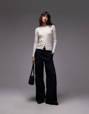 Lacoste - Transparente Strickjacke in Weiß