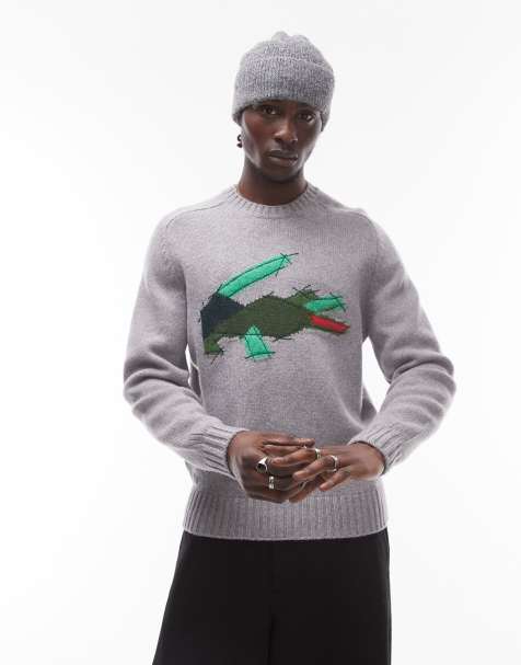 Lacoste - Trui met groot logo in grijs - view 1