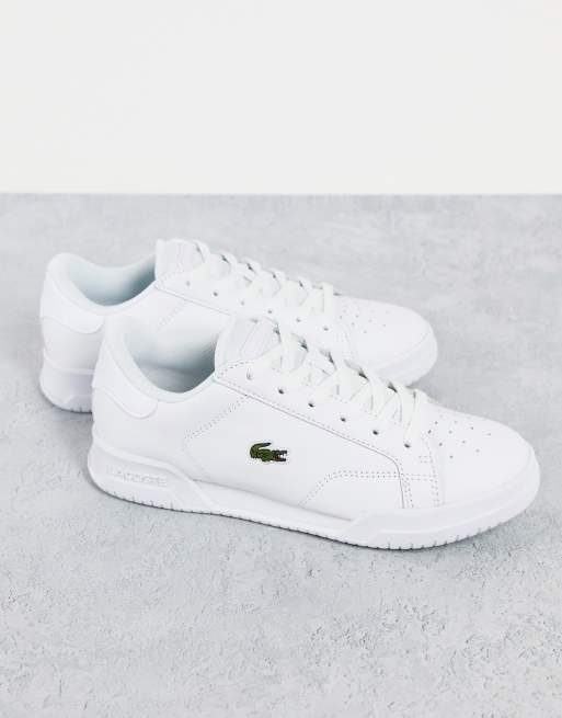 Lacoste Twin Serve 0721 Baskets en cuir lacets Blanc