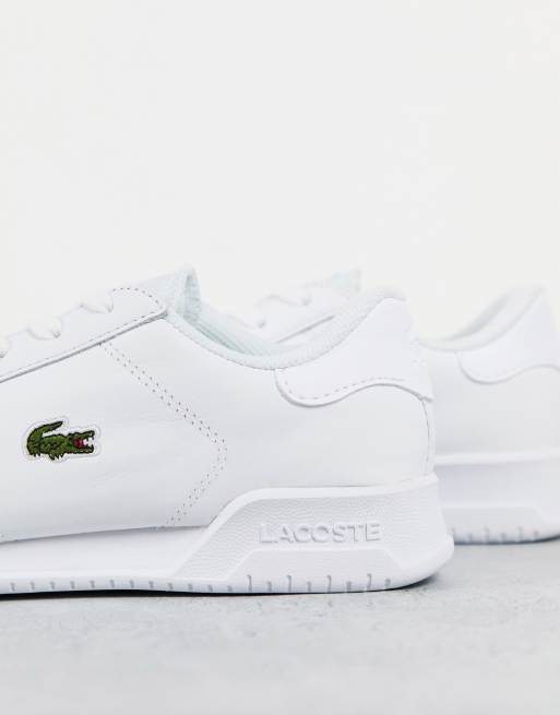 Lacoste Twin Serve 0721 leather lace up sneakers in white, 3 of 4