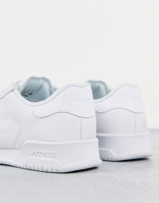Lacoste Twin Serve 0721 leather lace up sneakers in white, 4 of 4