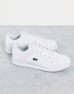 Lacoste Twin Serve 0721 leather lace up trainers in white - ASOS Price Checker