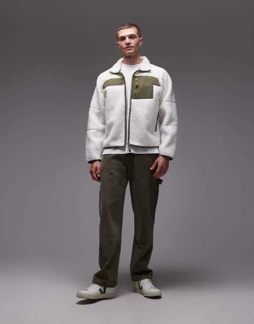 Lacoste two tone fleece jacket in white | ASOS