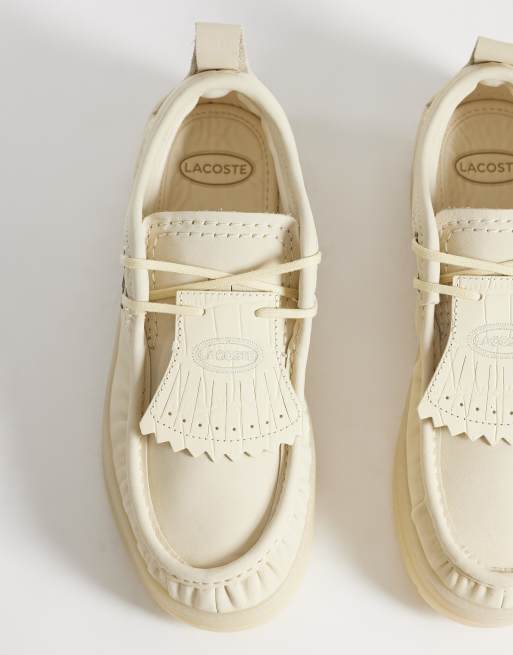 Lacoste Umpire lace-up logo shoes in off white, 4 of 4