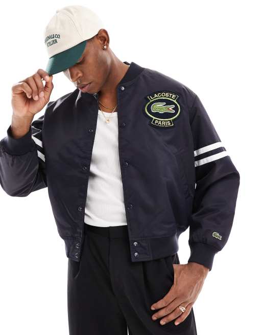 Lacoste - Uniseks varsity jack met logo in zwart