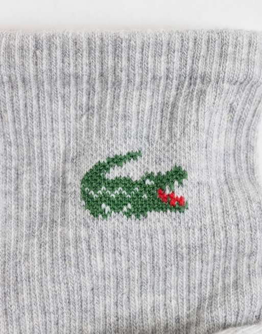 Lacoste unisex 6 pack croc logo long sports socks in black, white and grey, 3 of 3