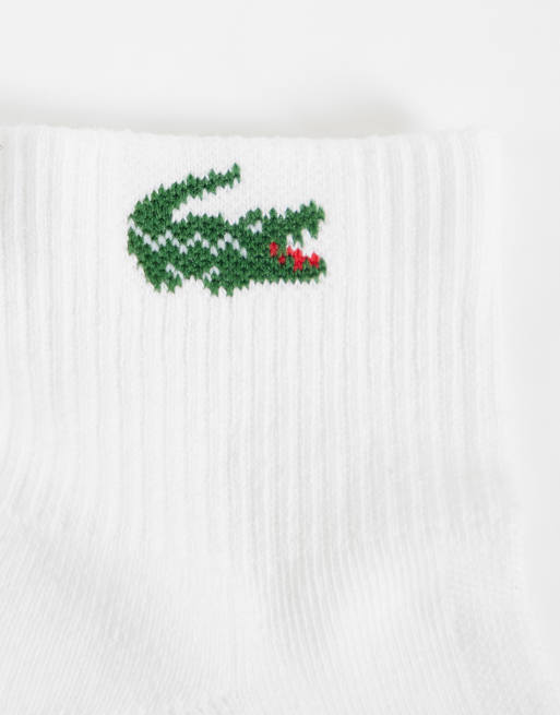 Lacoste unisex 6-pack långstrumpor med croc-logga i vitt, 3 av 3