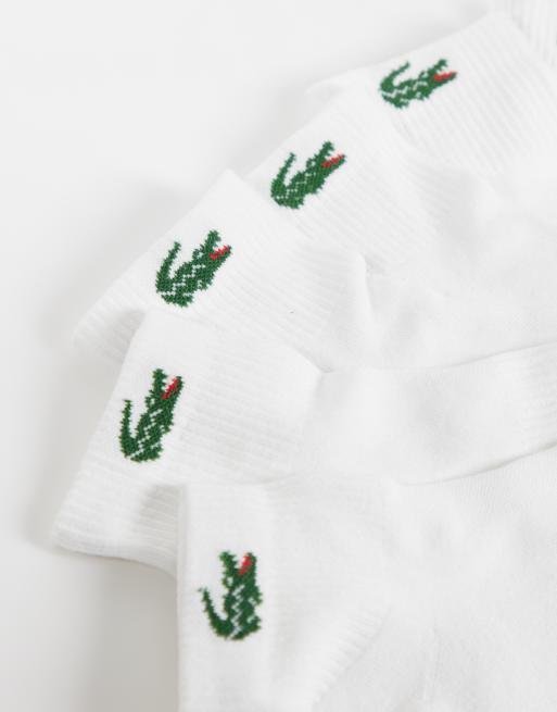 Lacoste unisex confezione da 6 paia di calze sportive lunghe con logo coccodrillo bianche, 2 di 3