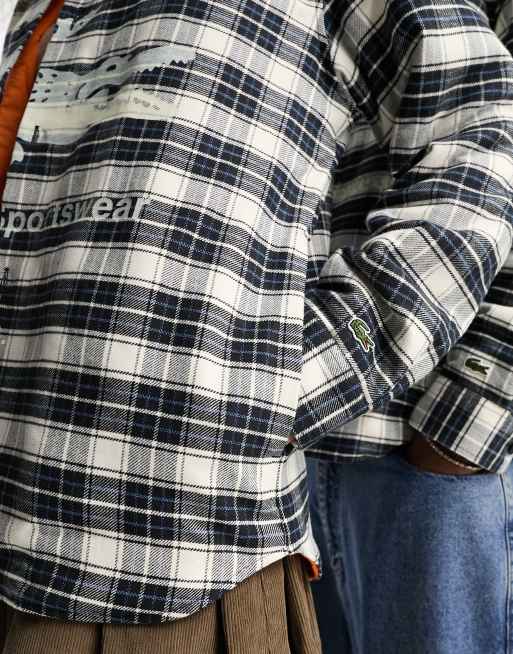 Lacoste - Unisex - Langærmet skjorte i sort tern med print foran, 2 af 4