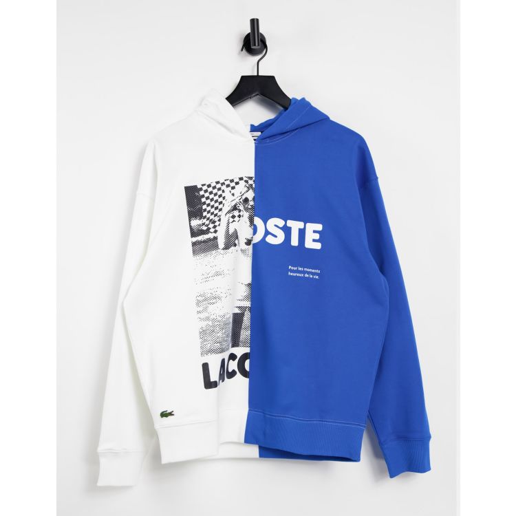 Lacoste unisex live bicolour print fleece sweatshirt ASOS