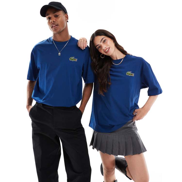 Lacoste unisex signature logo t shirt in blue ASOS